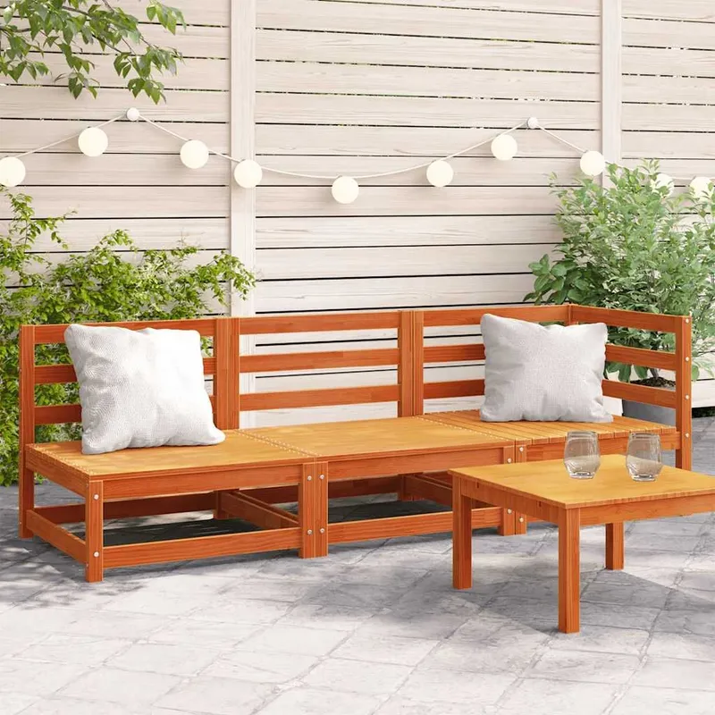 Gartensofa 3-Sitzer Wachsbraun legno massiccio pino
