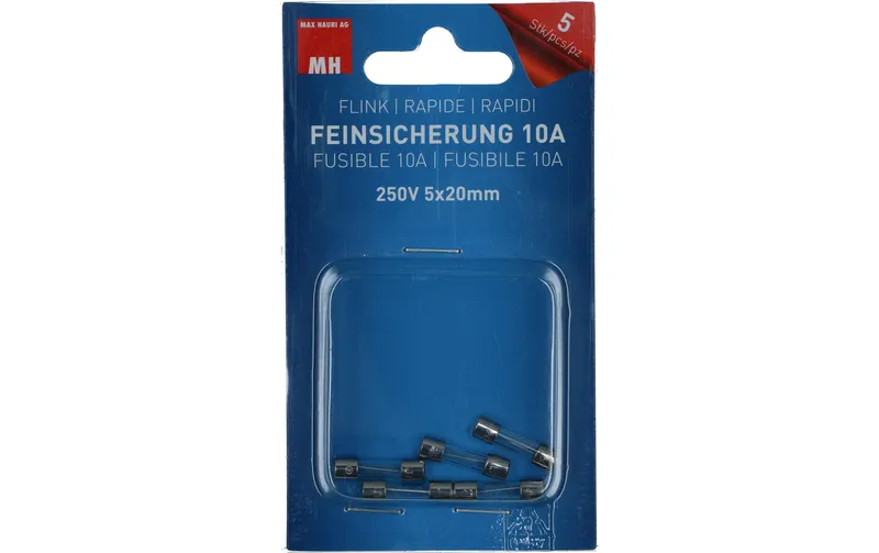 Max Hauri Schmelzsicherung 5 x 20 mm Flink 10 A, 5 Stück
