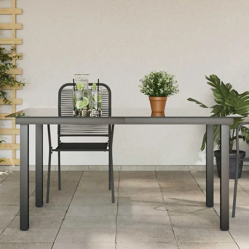 Gartentisch nero 150x90x74 cm alluminio e vetro