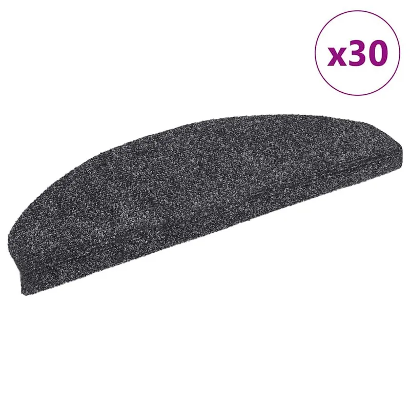 Tapis d'escalier autocollants 30 pièces 65 x 21 x 4 cm Gris foncé Demi-rond Grand