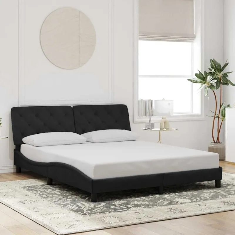 struttura letto senza materasso nero 160x200 cm velluto