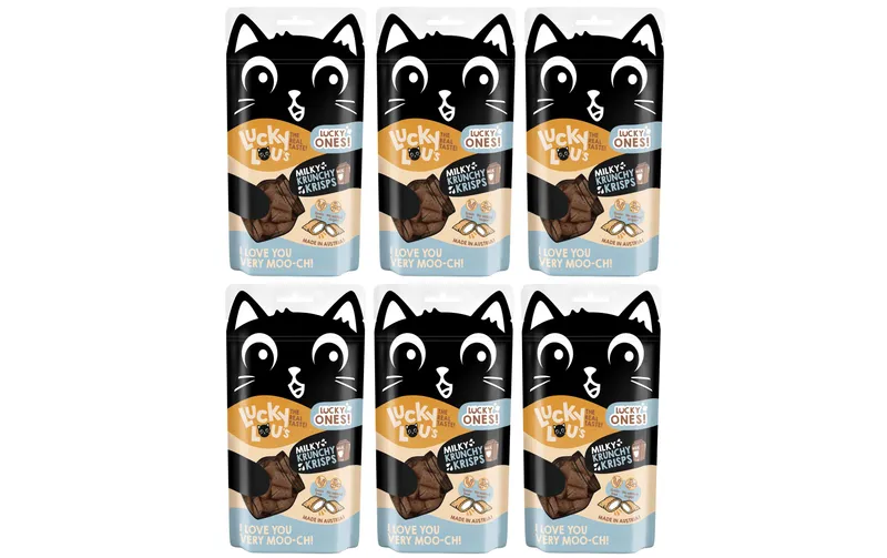 Lucky Lou Katzen-Snack Lucky Ones Krunchy Krisps Milch, 6 x 60g