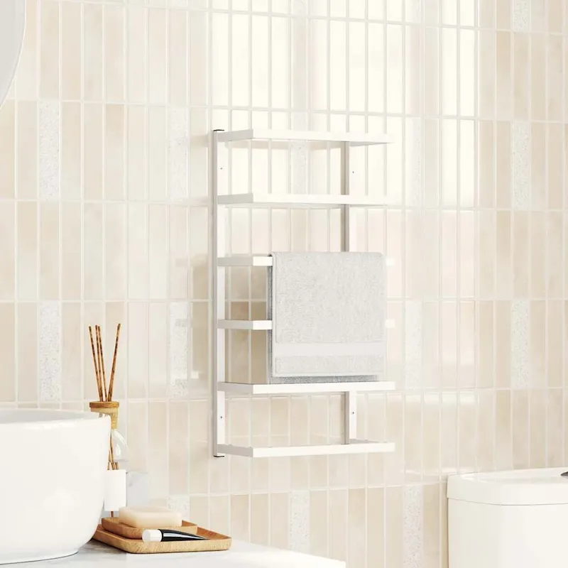 Porte-serviette Blanc 24x12x48 cm Acier