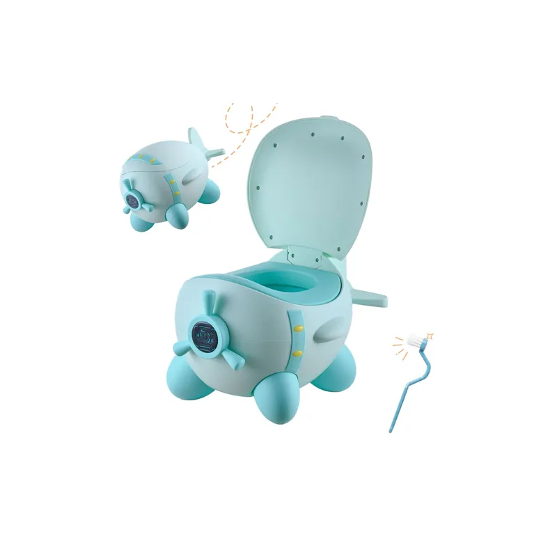 relaxdays Kindertöpfchen Flugzeug-Design, PU-Sitzkissen