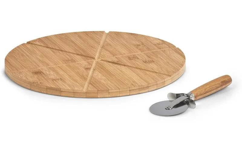 Zeller Present Pizza-Set Bamboo 2-teilig 32 cm x 32 cm