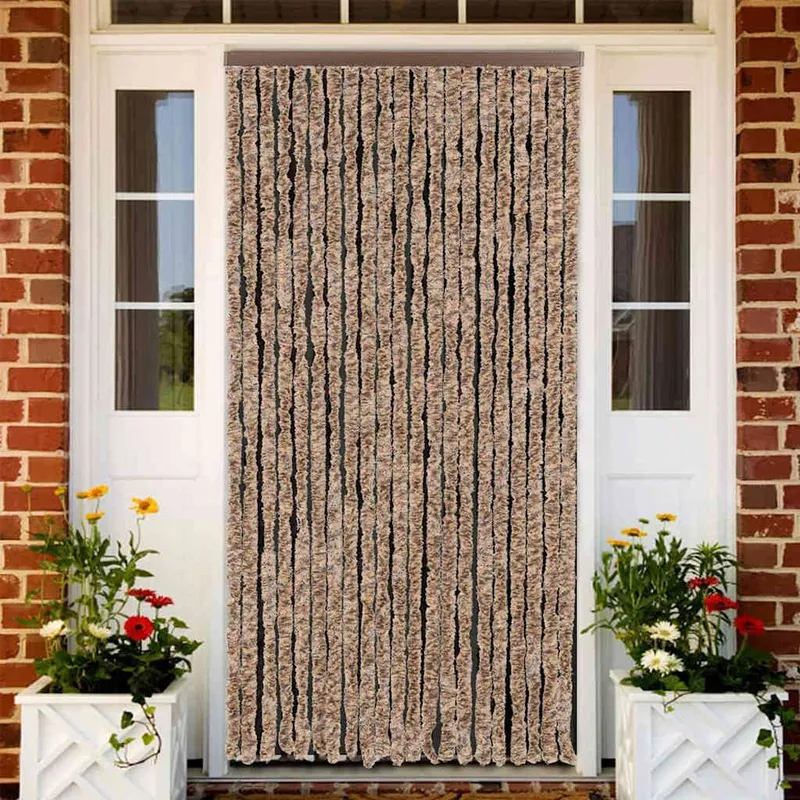 Rideau anti-mouches beige et marron foncé 90x220 cm chenille