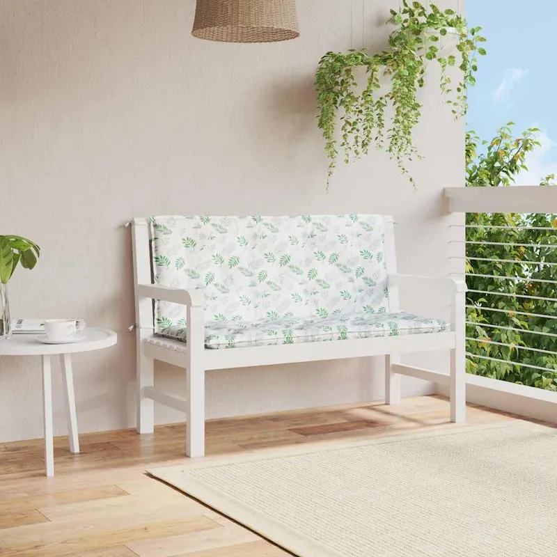 Gartenbank-Auflagen 2 Stk. Blattmuster 120x50x7 cm Stoff