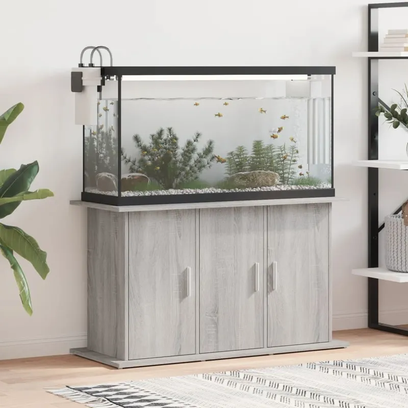 Support pour aquarium sonoma gris 101x41x58cm bois d'ingénierie