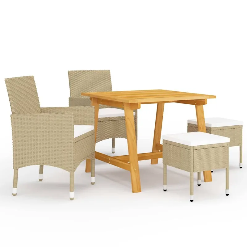 Ensemble à manger de jardin 5 pcs Beige