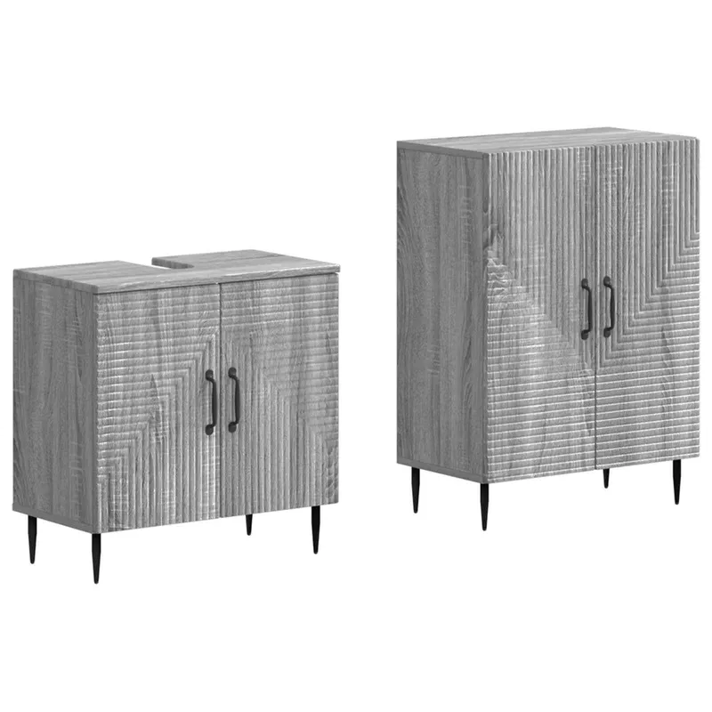 2-teiliges Badezimmer Schrank Set HAARLEM Sonoma-Grau