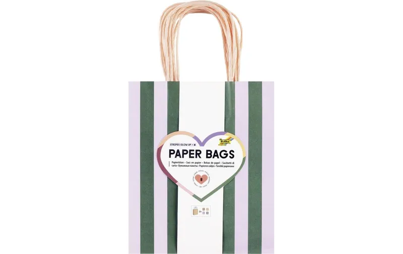 Folia Paper Bags M 8 pieces,18 x 8x21 cm, 4 Motive sortiert