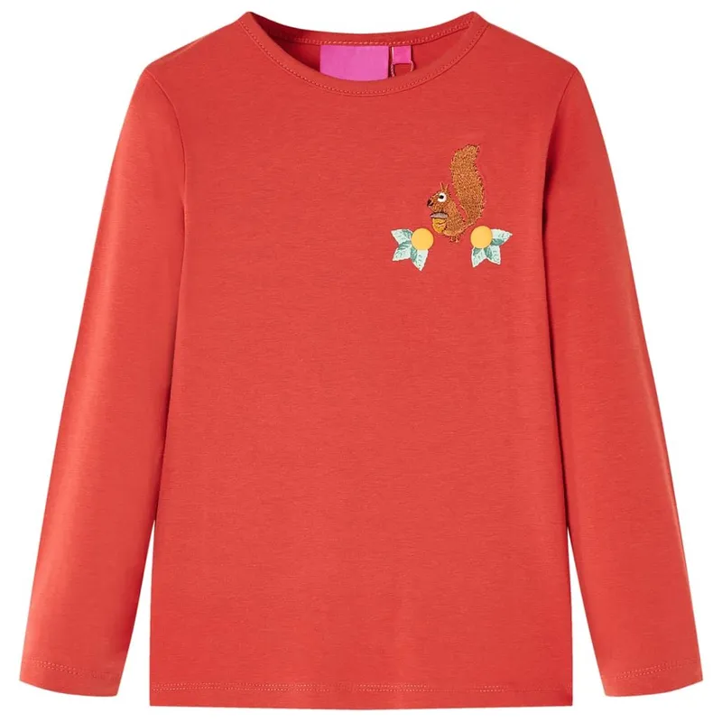 T-shirt enfants à manches longues rouge brûlé 104