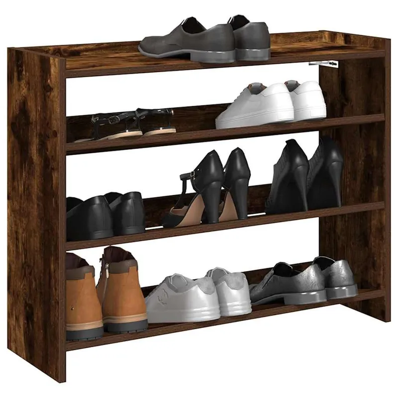 Étagère à chaussures chêne fumé 80x25x62 cm bois d'ingénierie