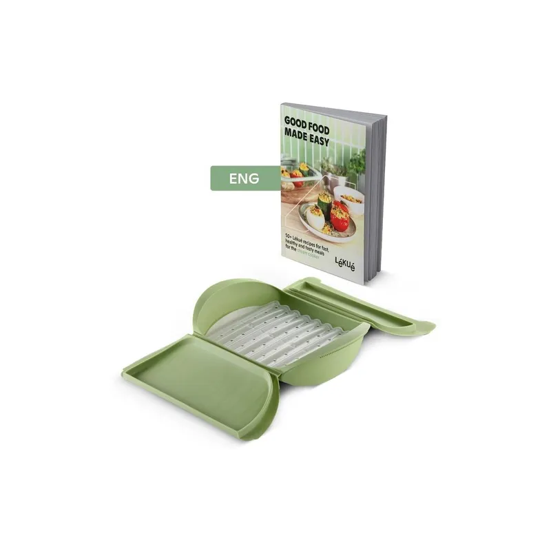 Lékué Daampfgarer e Buch auf Englisch 1.4 l, verde