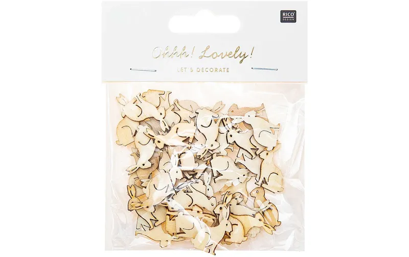 Rico Design Streudeko Hase klein, 48 pieces, naturale