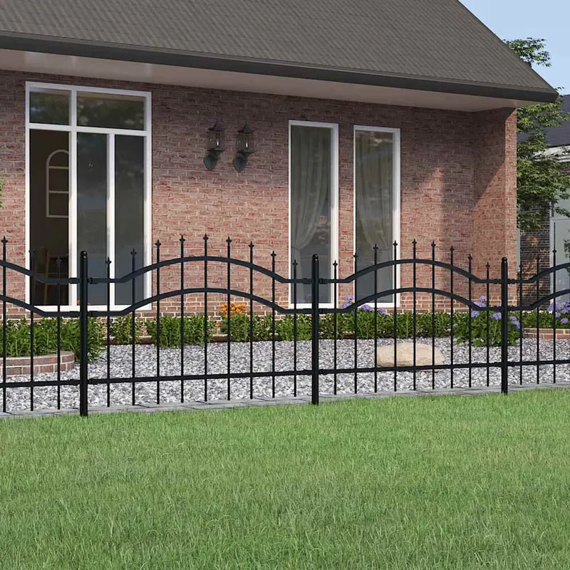 Gartenzaun Woerden mit Speerspitze Schwarz 240 x 75 cm Stahl