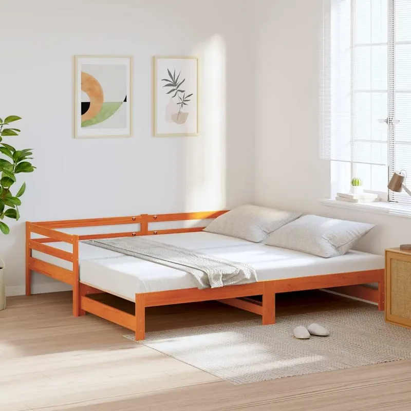 Tagesbett Ausziehbar Wachsbraun 90x200 cm legno massiccio pino
