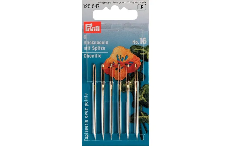 Prym Sticknadel Nr. 16 mit Spitze, 6 pièces