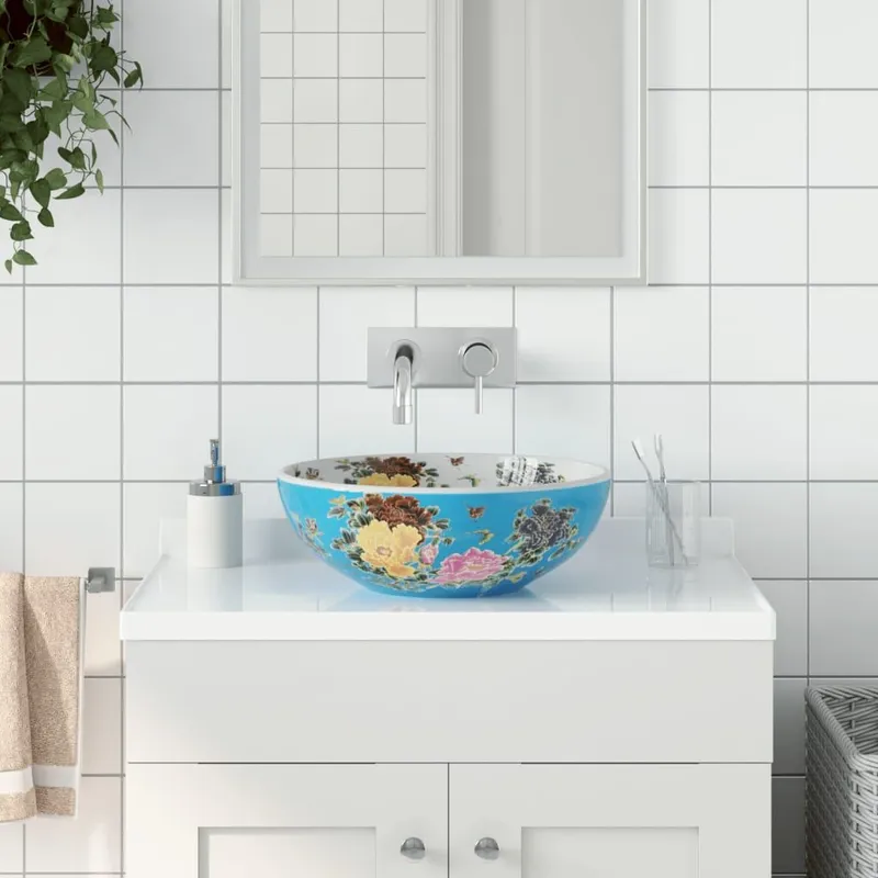 Aufsatzwaschbecken multicolour Rund Ø41x14 cm Keramik