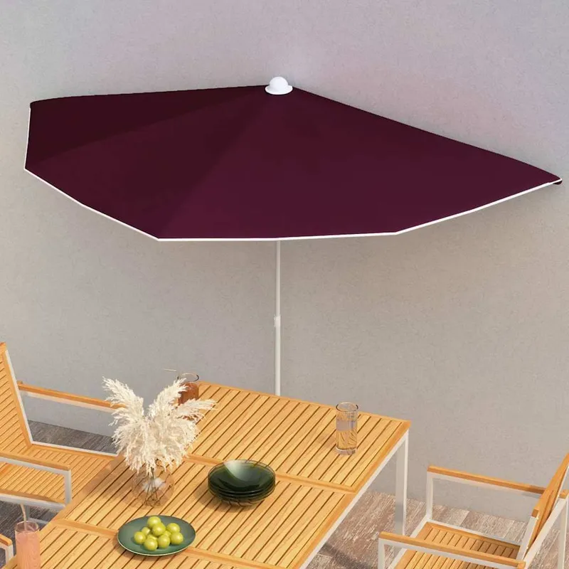 Halb-Sonnenschirm con Mast 180x90 cm Bordeauxrot