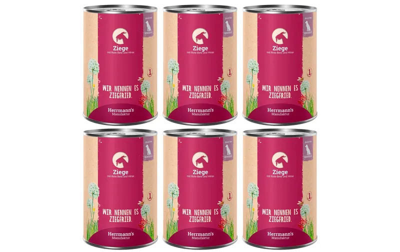 Herrmann's Nassfutter Ziege mit rote Beete und Hirse 6 x 400 g