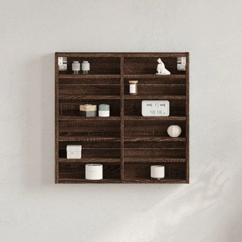 Armoire à vitrine chêne marron 60x8,5x58 cm bois d'ingénierie