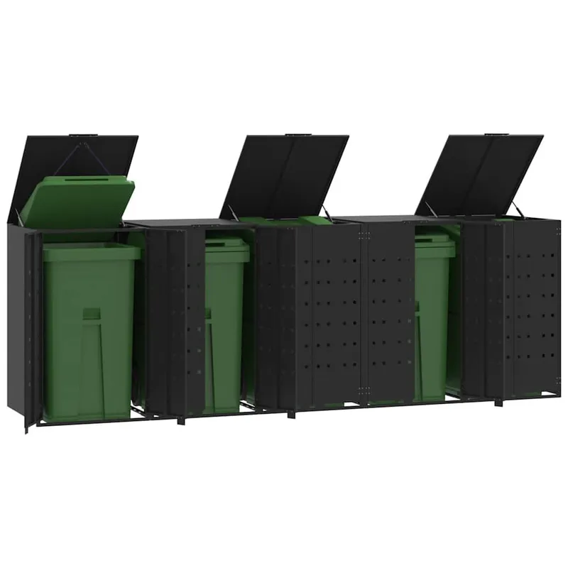 box per bidoni per 5 Tonnen nero 345x79x117 cm Stahl