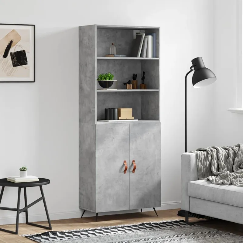 Highboard Betongrau 69,5x34x180 cm derivato del legno