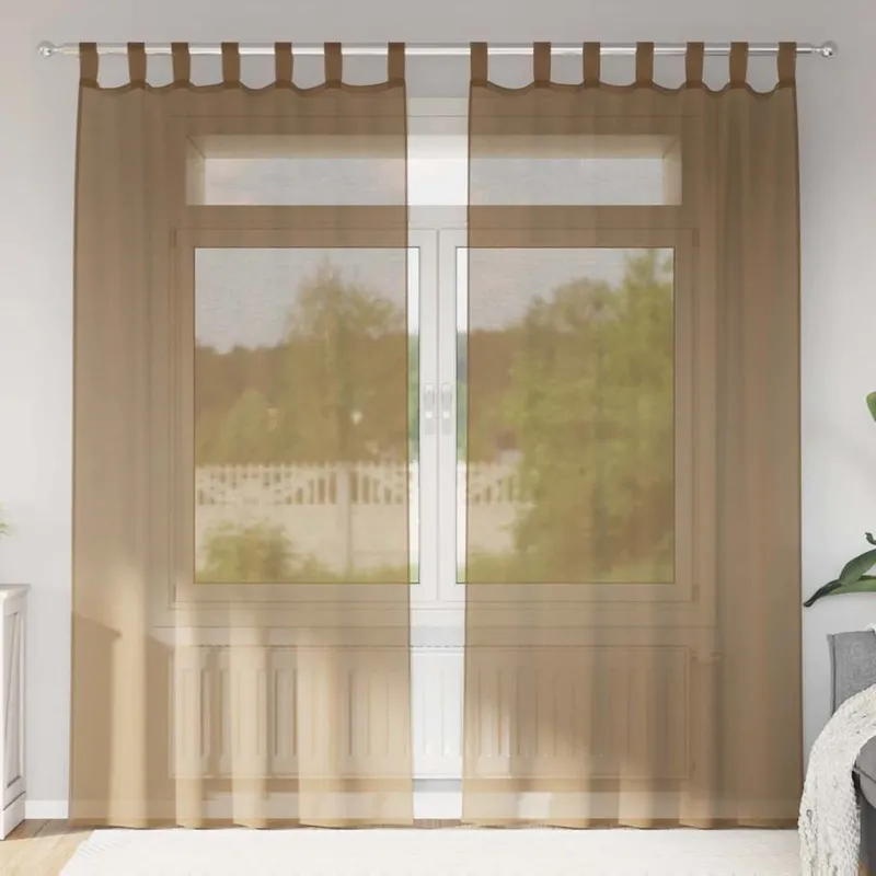 Voile Vorhänge mit Schlaufen 2 Stk. Hellbraun 140x245 cm