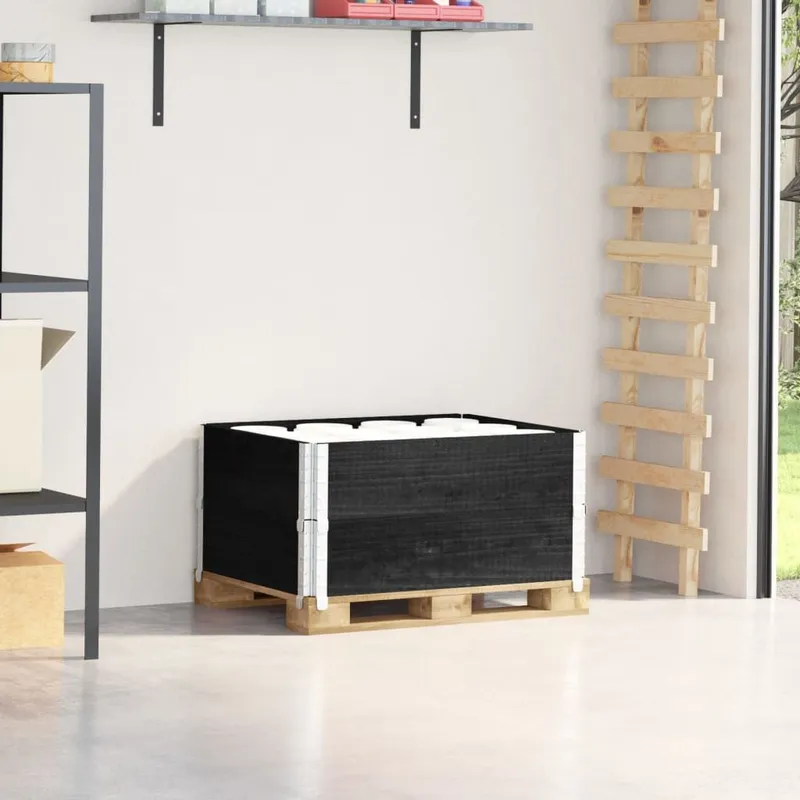 Paletten-Aufsatzrahmen 2 Stk. nero 80x60cm legno massiccio pino
