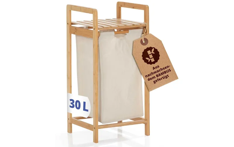 Lumaland Wäschekorb Bambus 30 l, marrone/Beige