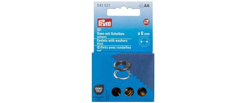 Prym Ösen mit Scheiben, 8 mm nero, Silber