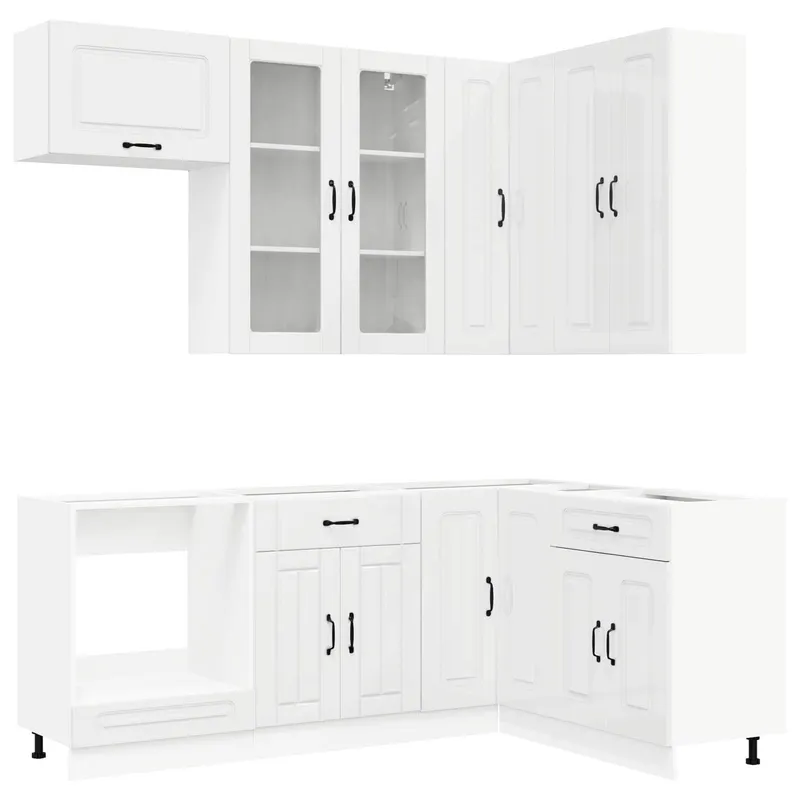 Kücheneinheit KALMAR 8 stk. Hochglanz white engineered wood