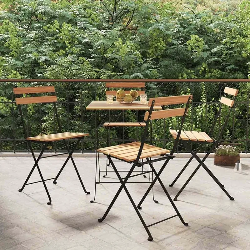 folding chairs, 4 pieces, solid wood Teak and steel