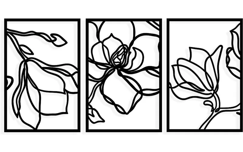 Wallxpert Wanddekoration Adda Blume 3-teilig, 120x56.5 cm
