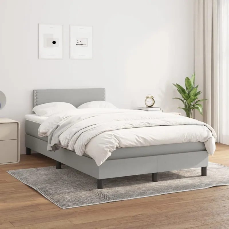 letto boxspring mit Matratze Hellgrau 120x200 cm tessuto