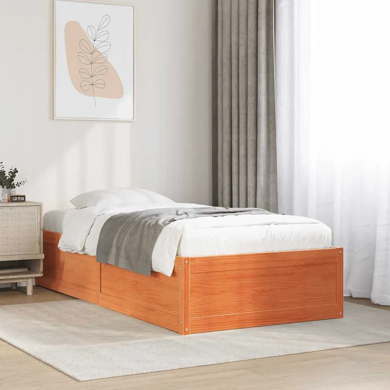 letto in legno massiccio senza materasso marrone cerato 90x190 cm legno di pino