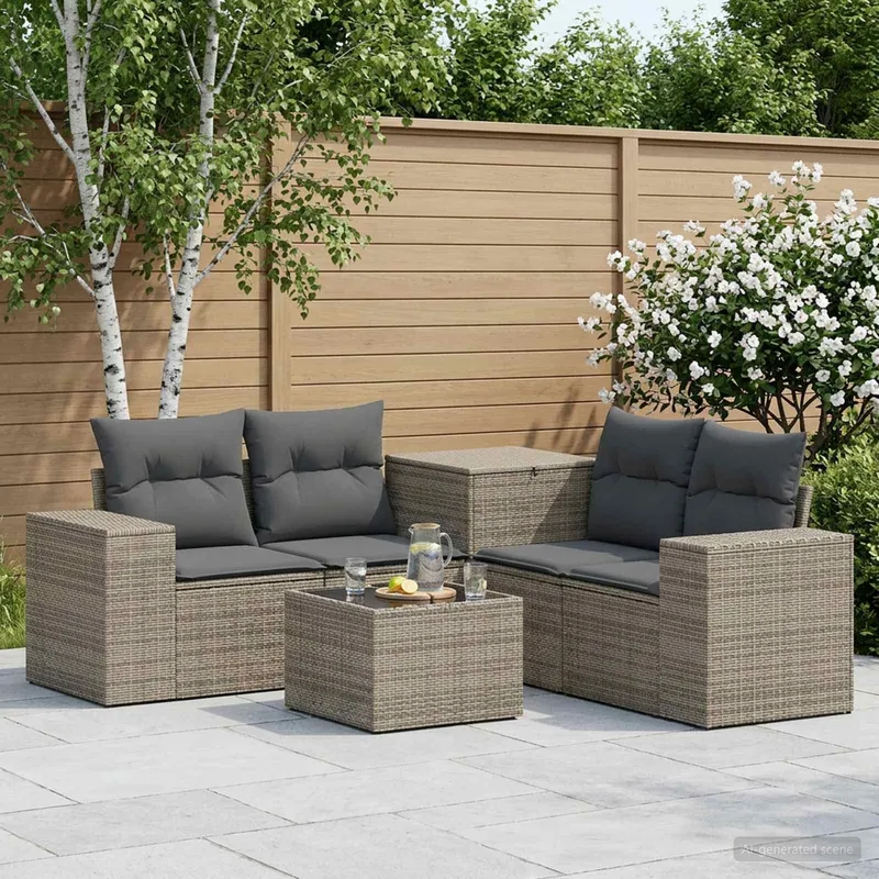 Ensemble de Canapés 6 pc Gris et Gris foncé