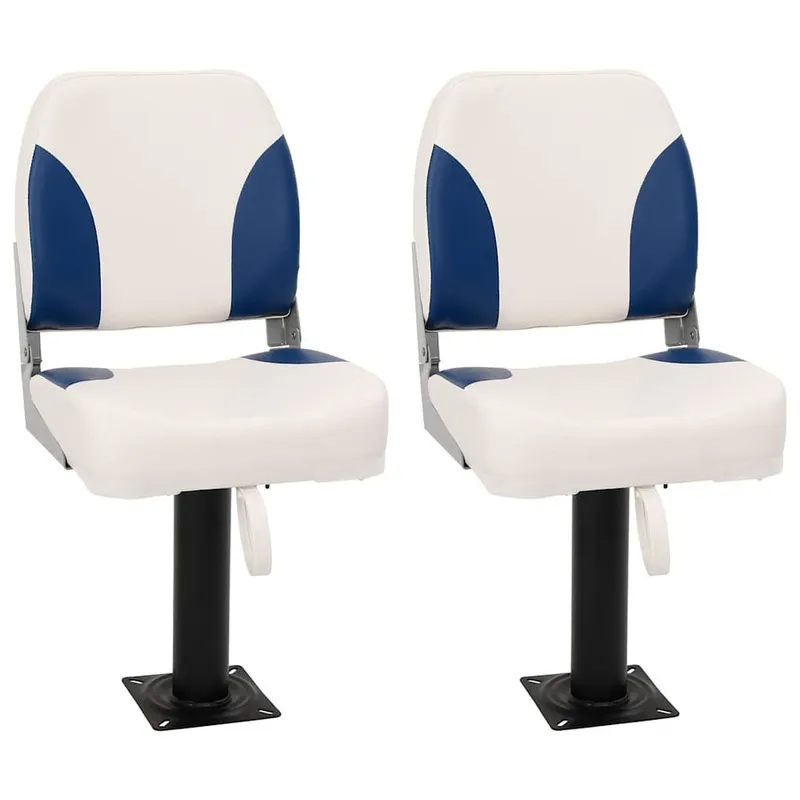 Klappbarer Bootsitz 2er-Set Blau und Weiß 41x36x48 cm