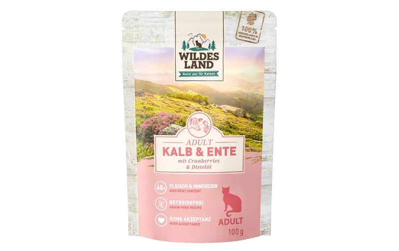 Wildes Land Nassfutter Adult Kalb & Ente 100 g