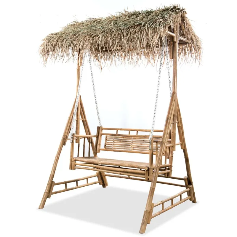 Hollywoodschaukel 2-Sitzer con Palmblättern Bambus 202 cm