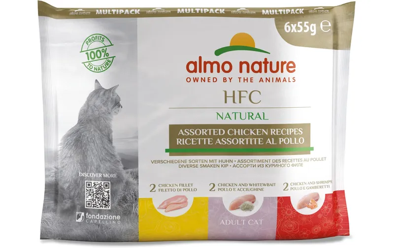 Almo Nature Nassfutter HFC Natural Multipack mit Huhn 6 x 55 g