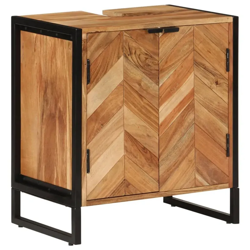 mobile da bagno 55x35x60 cm legno massiccio acacia e ferro