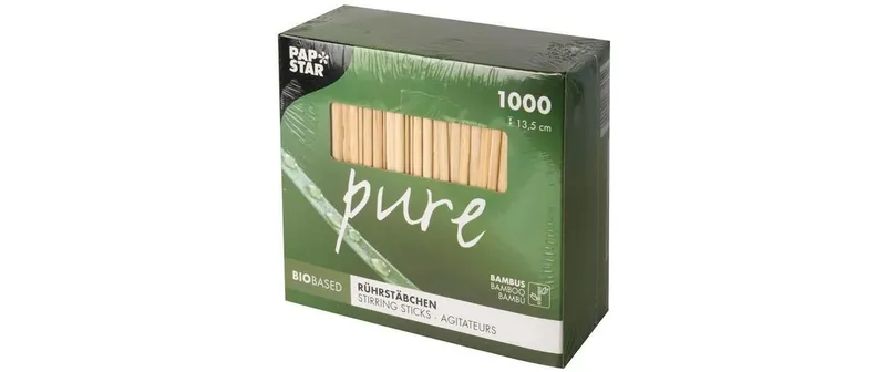 Papstar Einweg-Rührstäbchen PURE 13.5 cm 1000 Stück Beige