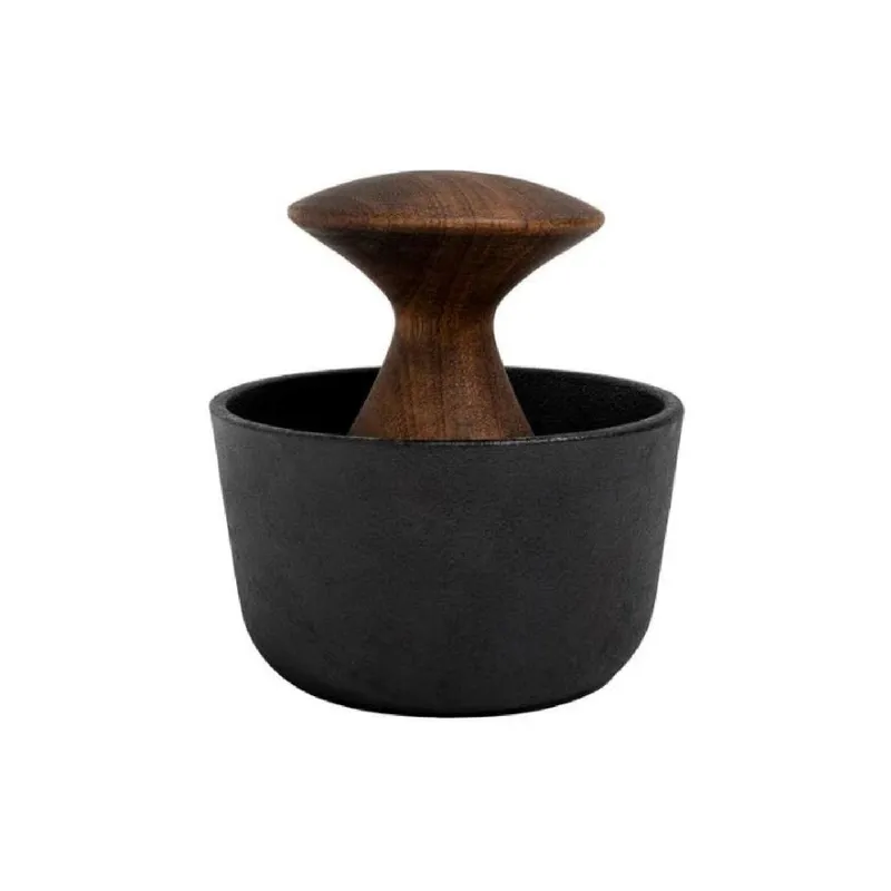 Crushgrind Mörser with Stössel KIRUNA 9 cm, Gussiron / acacia wood