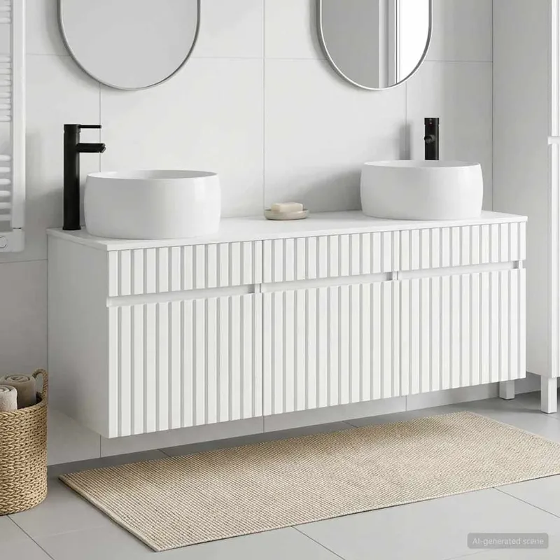 Ensemble d'armoire de salle de bain 3 pc Blanc brillant