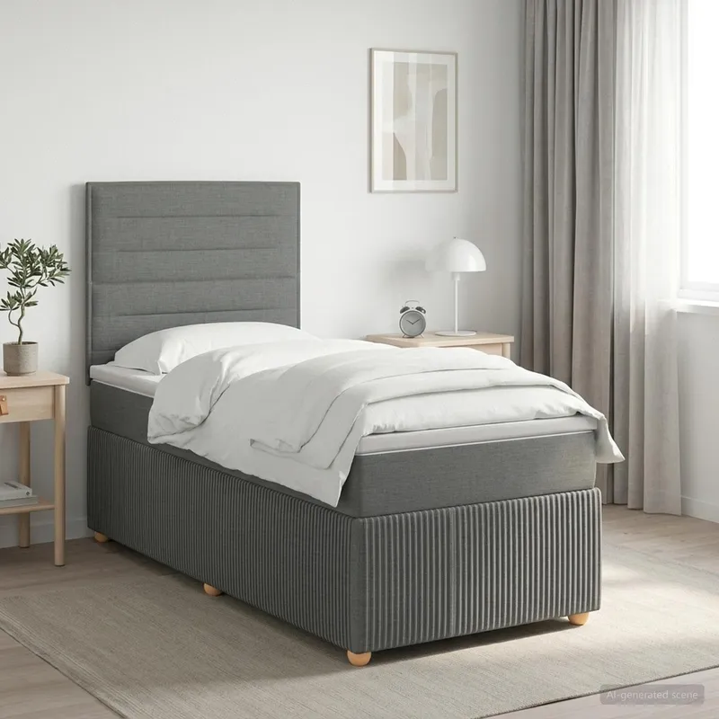 Boxspringbett mit Matratze Dunkelgrau 80 x 200 cm Stoff
