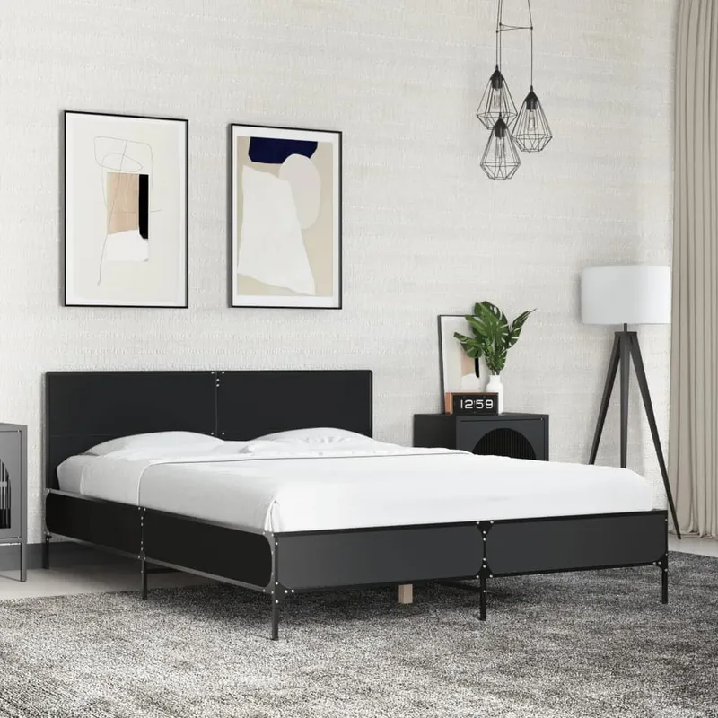Bettgestell nero 140x190 cm derivato del legno und Metall