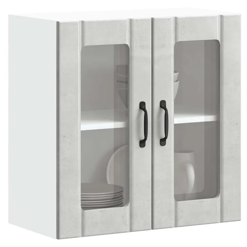Küchen-Hängeschrank mit Glastür Lucca Betongrau derivato del legno