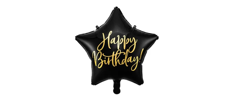 Partydeco Folienballon Happy Birthday black/Gold